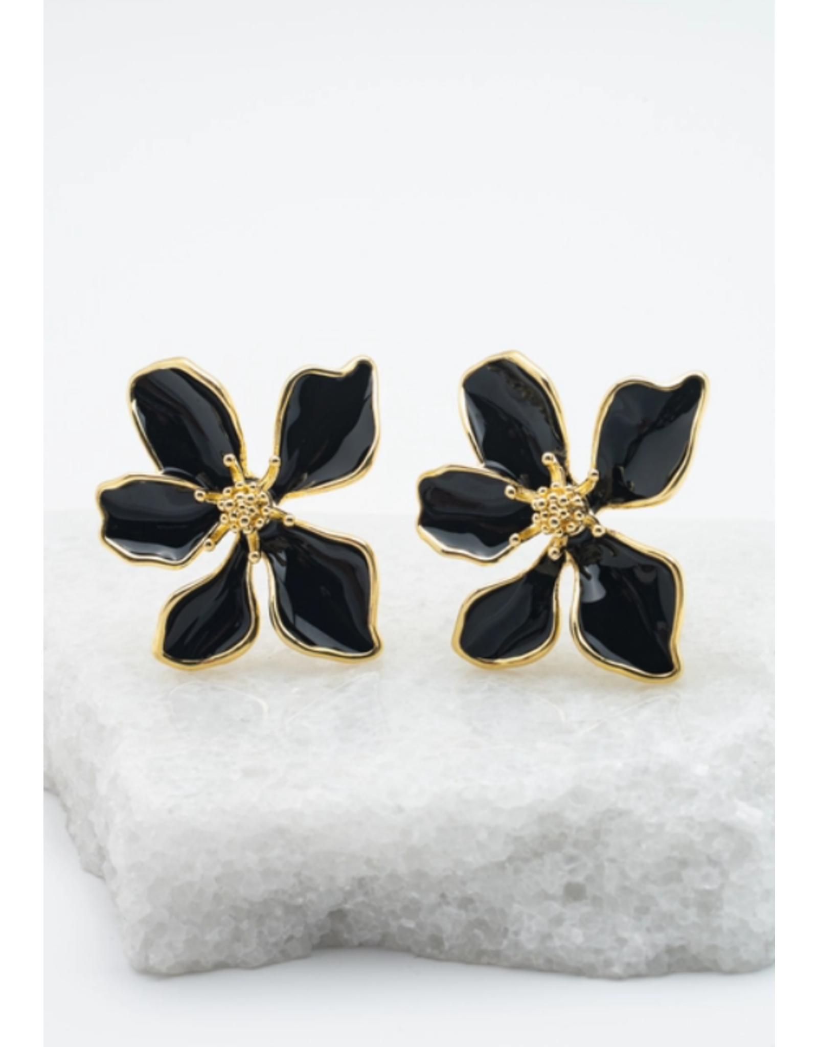 China Midnight Black Bloom Earrings, China
