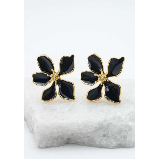CLEARANCE Earrings  - Midnight Black Bloom