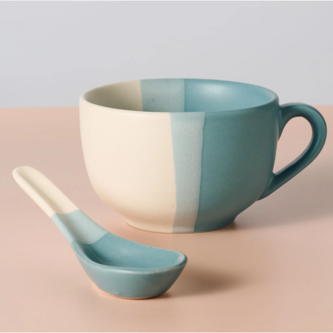 Pheeka Striped Jumbo Mug w/ Spoon, India