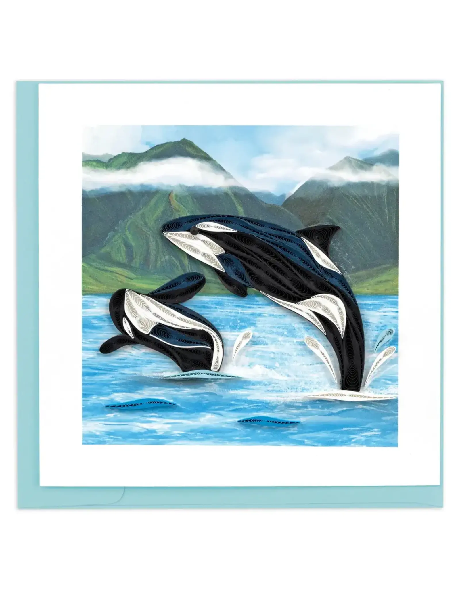 Vietnam Quilled Orca Whales Card, Vietnam