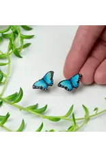 Colombia Blue Morpho Butterfly Stud Earrings