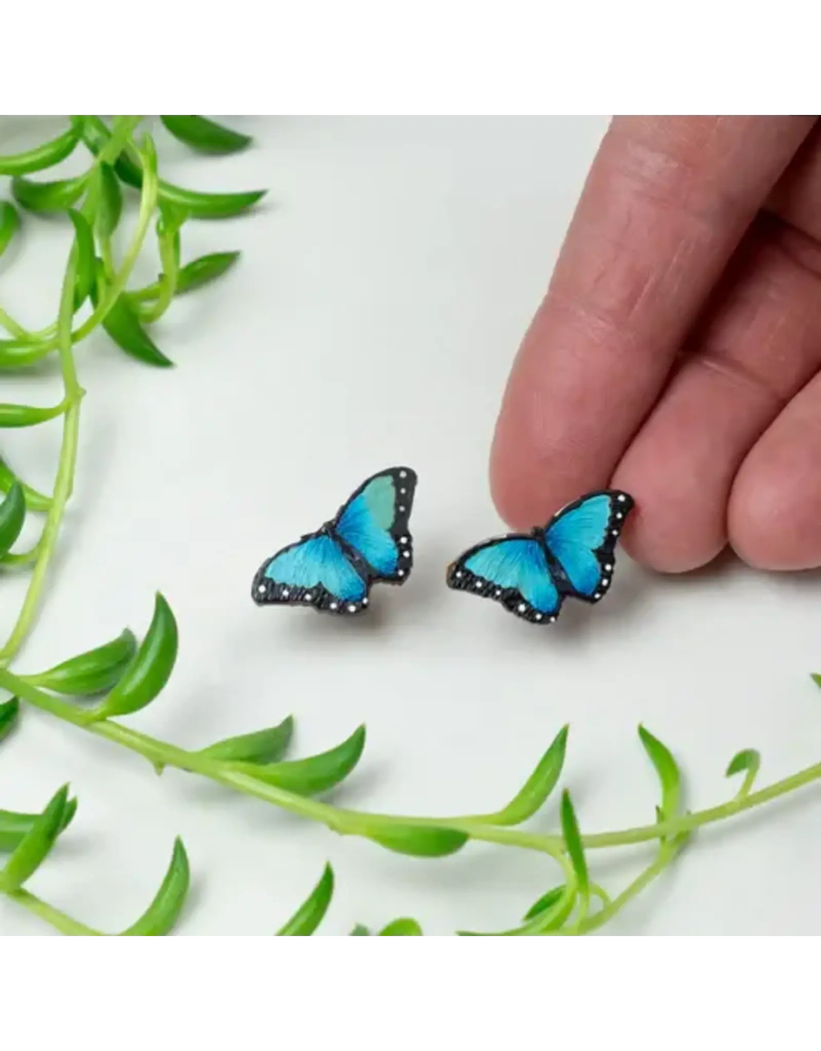 Colombia Blue Morpho Butterfly Stud Earrings