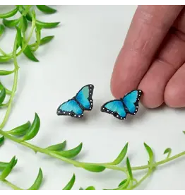 Colombia Blue Morpho Butterfly Stud Earrings