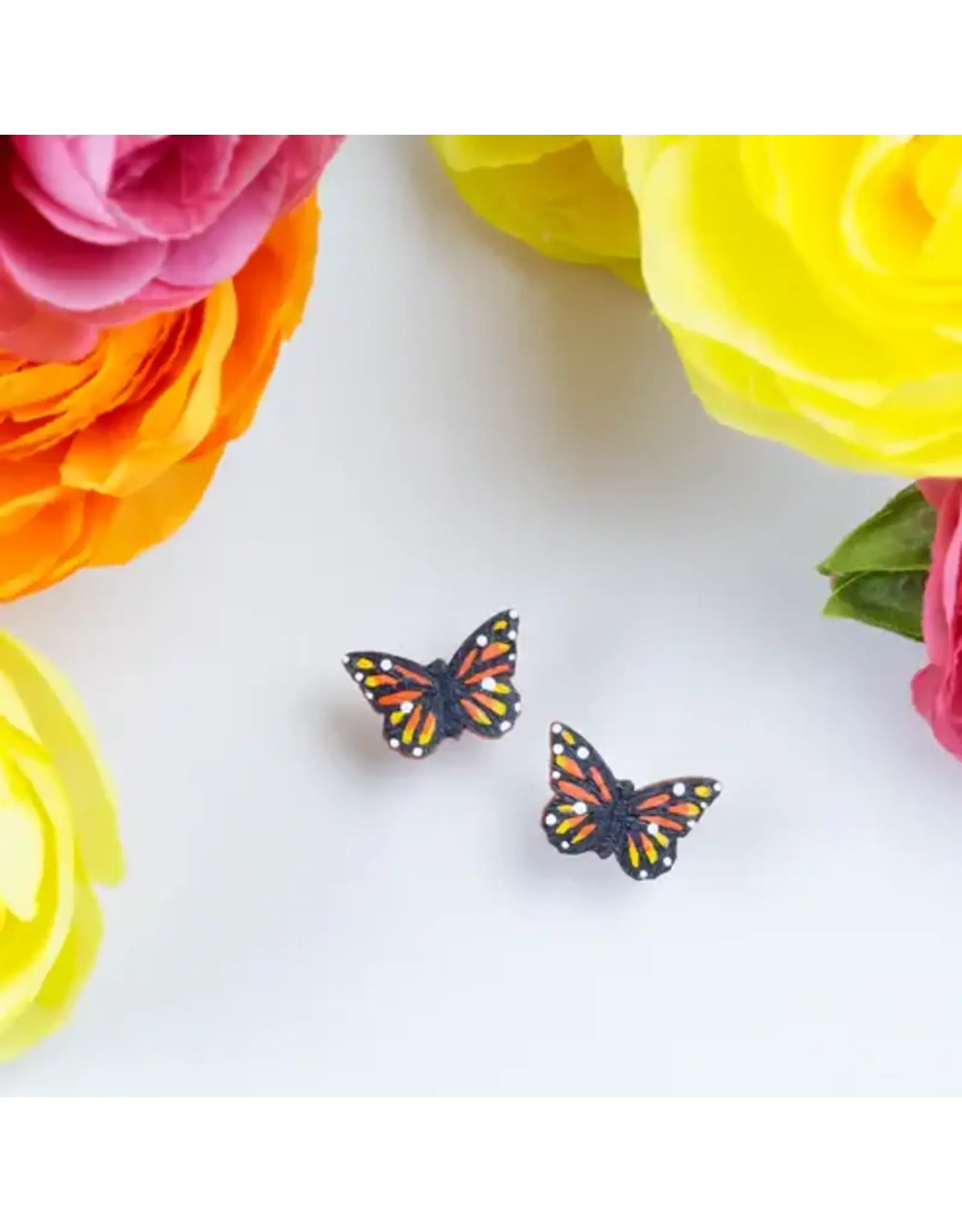 Colombia Monarch Butterfly Stud Earrings