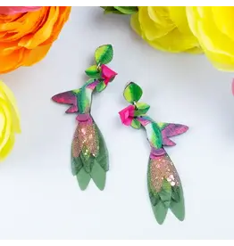 Colombia Pink Anna's Hummingbird Earrings