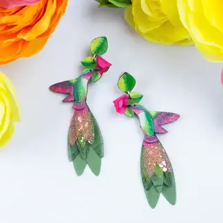Colombia CLEARANCE Pink Anna's Hummingbird Earrings