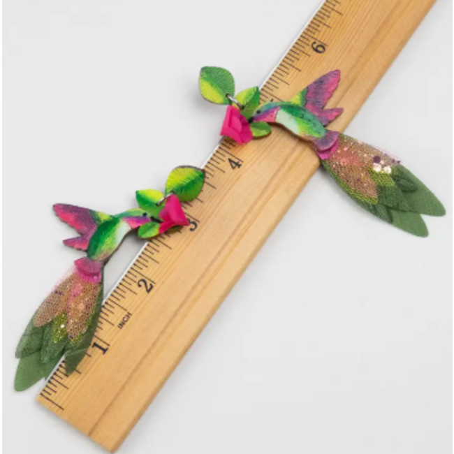 Pink Anna's Hummingbird Earrings