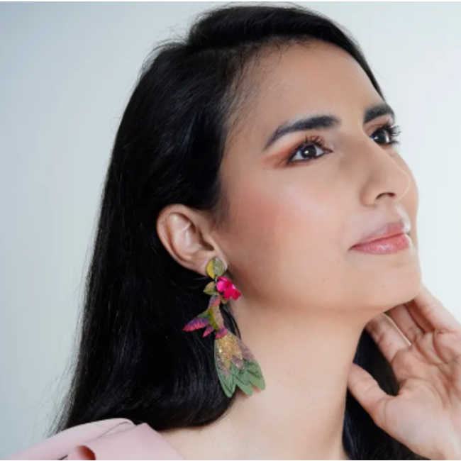 Pink Anna's Hummingbird Earrings