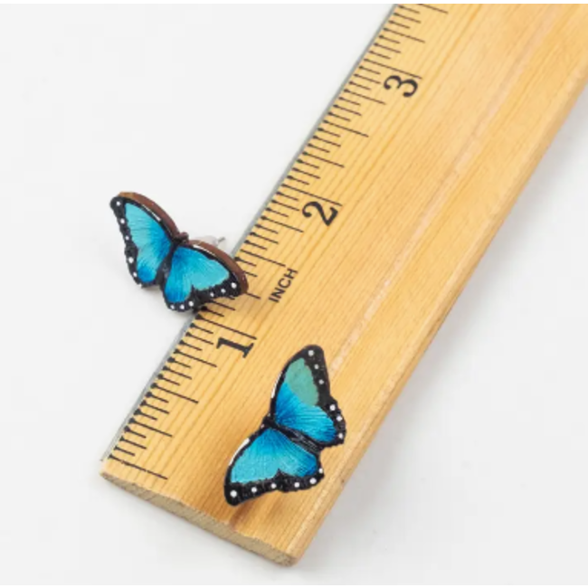 Blue Morpho Butterfly Stud Earrings