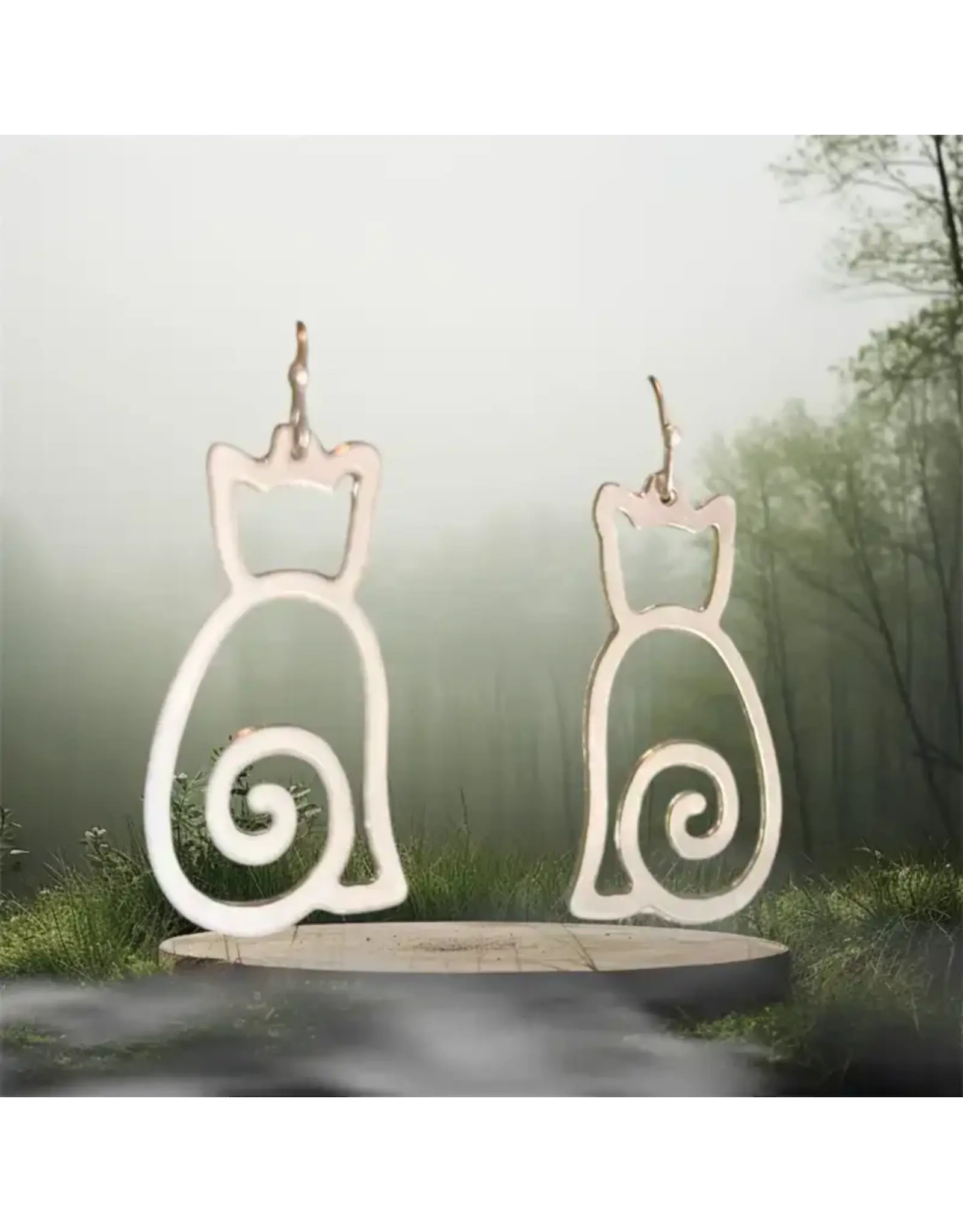India Sleek Cat Earrings in Silver