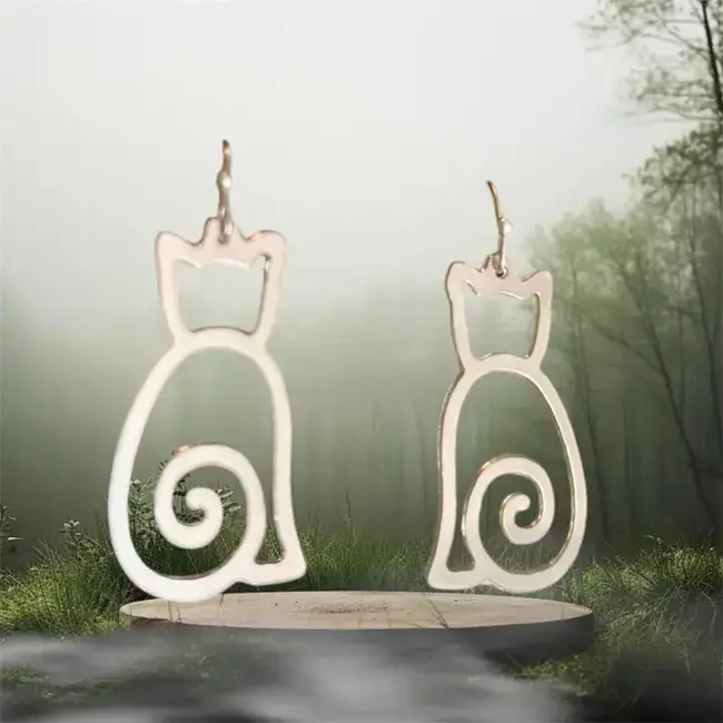 Earrings - Sleek Cat Silver