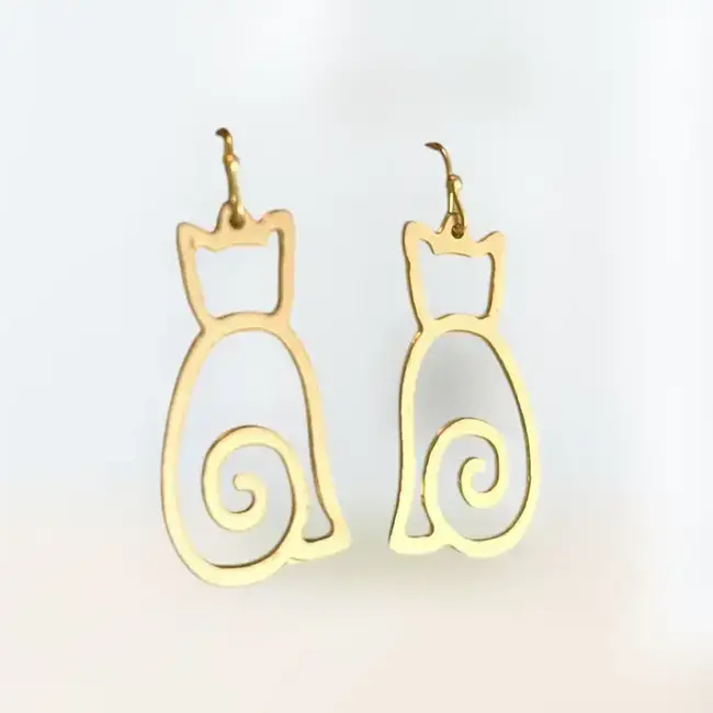 Sleek Cat Earrings in Gold