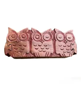 India Sleepy Owl Family Puzzle Box