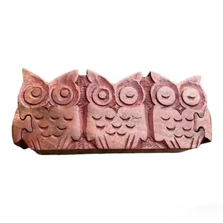 India Sleepy Owl Family Puzzle Box