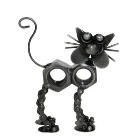 India Recycled Metal Sculpture - Cat, India