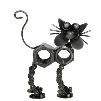 India Recycled Metal Sculpture - Cat
