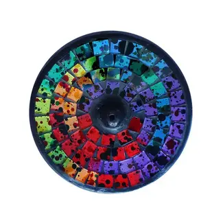 Indonesia Recycled Glass Incense Holder - Round
