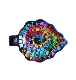 Indonesia Recycled Glass Mosaic Leaf Incense Holder, Indonesia