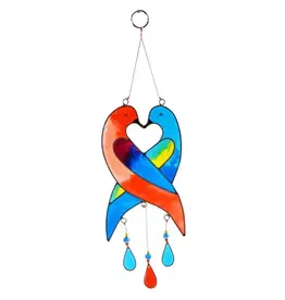 Indonesia Recycled Glass Suncatcher - Doves In Love, Indonesia