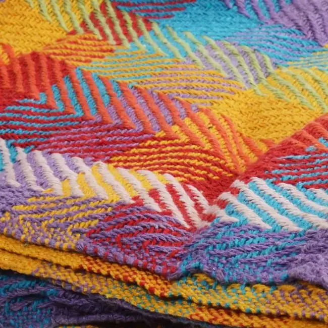 Recycled Material Throw Blanket - Multicolour Checks (49x59)
