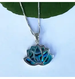 Indonesia Abalone Inlay Lotus Necklace - Sterling Silver