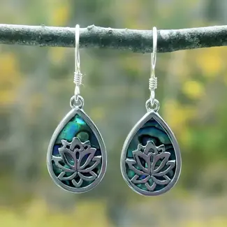 Indonesia Lotus Abalone Earrings - Sterling Silver
