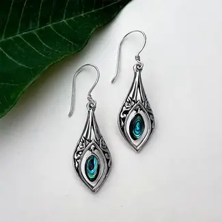 Indonesia Earrings  - Dewdrop Abalone, Sterling Silver
