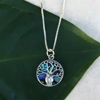Indonesia Abalone Tree of Life Necklace - Sterling Silver