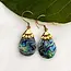 Indonesia Abalone Teardrop Earrings - Brass