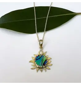 Indonesia Abalone Sun Necklace - Brass