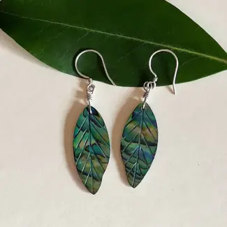 Indonesia Abalone Leaf Earrings - Sterling Silver