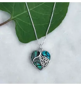 Indonesia Abalone Heart Necklace - Sterling Silver