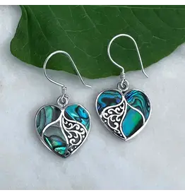Indonesia Abalone Heart Earrings - Sterling Silver