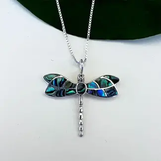 Indonesia Necklace - Abalone Dragonfly Sterling Silver