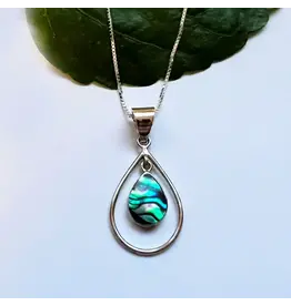 Indonesia Abalone Teardrop Necklace - Sterling Silver
