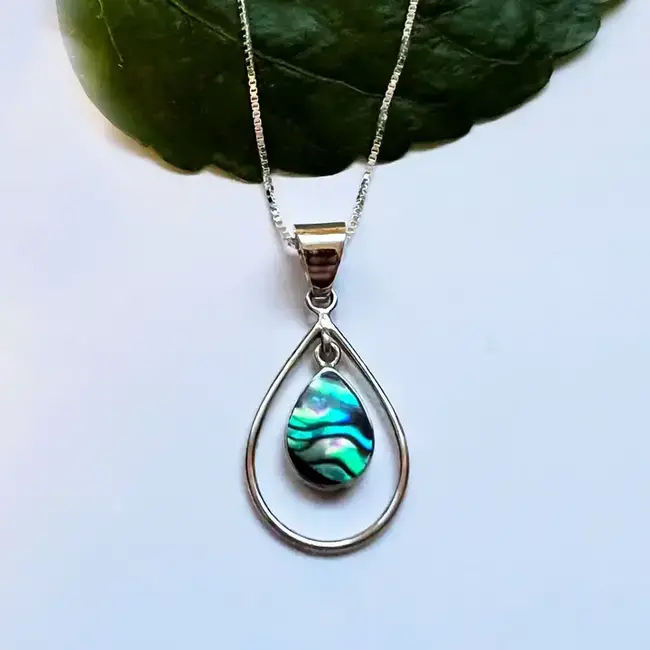 Abalone Teardrop Necklace - Sterling Silver