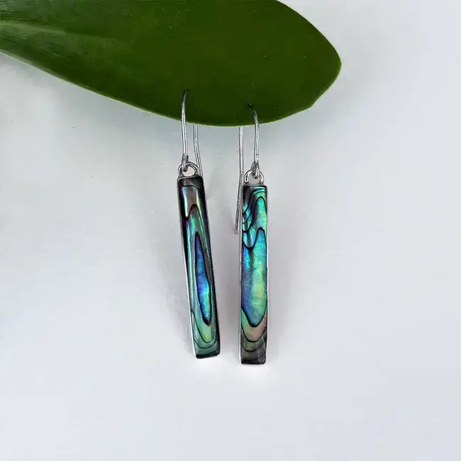 Abalone Bar Earrings - Sterling Silver