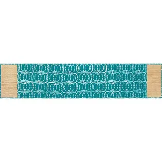 Ghana Water Hyacinth & Orbit Teal Table Runner (16x65)