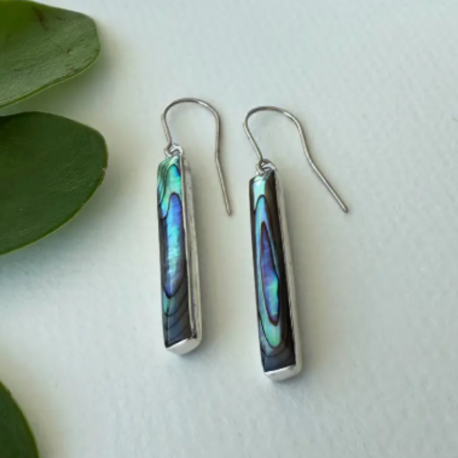 Abalone Bar Earrings - Sterling Silver
