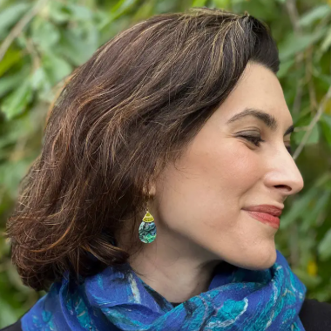 Abalone Teardrop Earrings - Brass