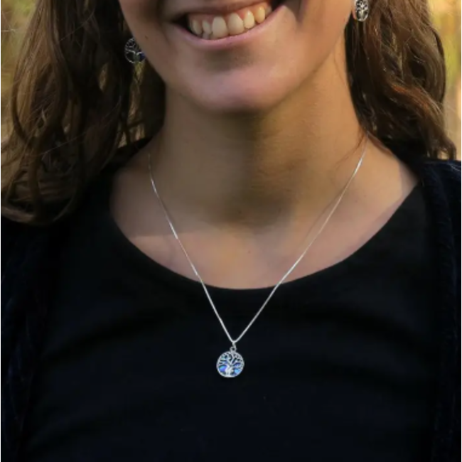 Abalone Tree of Life Necklace - Sterling Silver
