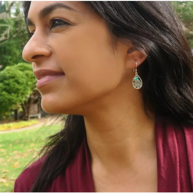 Lotus Abalone Earrings - Sterling Silver