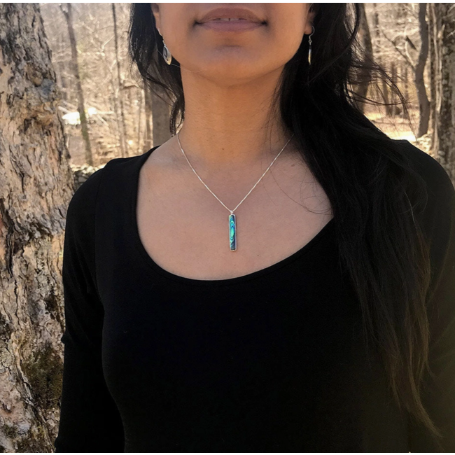 Abalone Bar Necklace - Brass