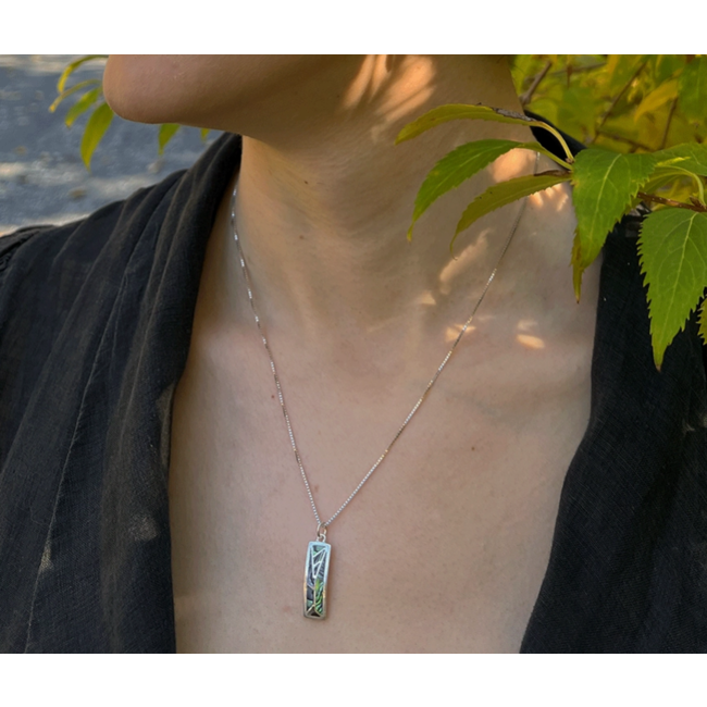 Mosaic Abalone Necklace - Sterling Silver