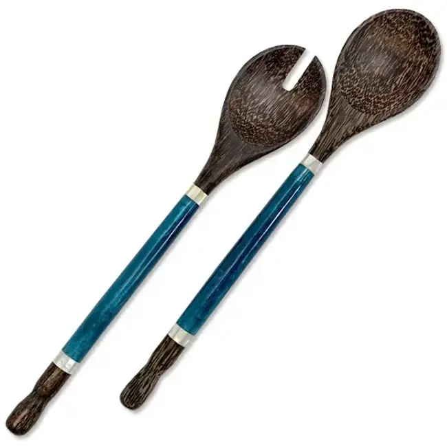 Capiz & Palm Wood Server - Indigo