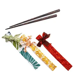 Indonesia Palm Wood Chopstick in Fabric Wrap, Indonesia