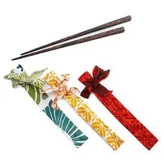 Indonesia Palm Wood Chopstick in Fabric Wrap