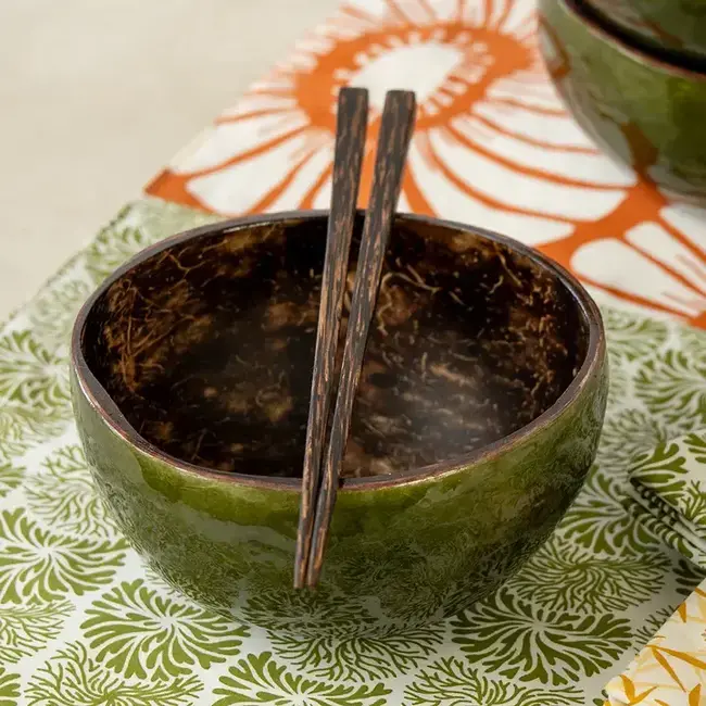Palm Wood Chopsticks in Fabric Wrap