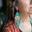Guatemala Beaded Moonflower Earrings - Turquoise