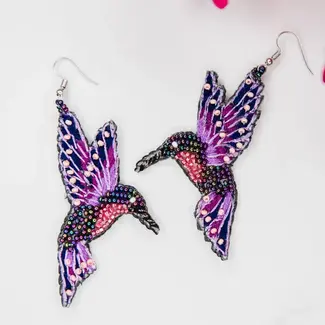 Guatemala Purple Threaded Hummingbird Earrings Guatemala Purple Threaded Hummingbird Earrings